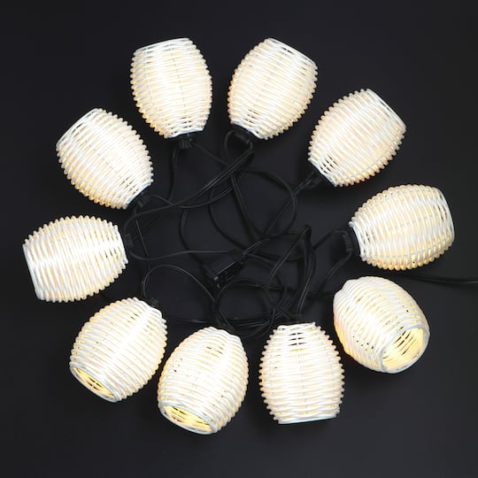 10ct. White Rattan Shade String Lights by Ashland®